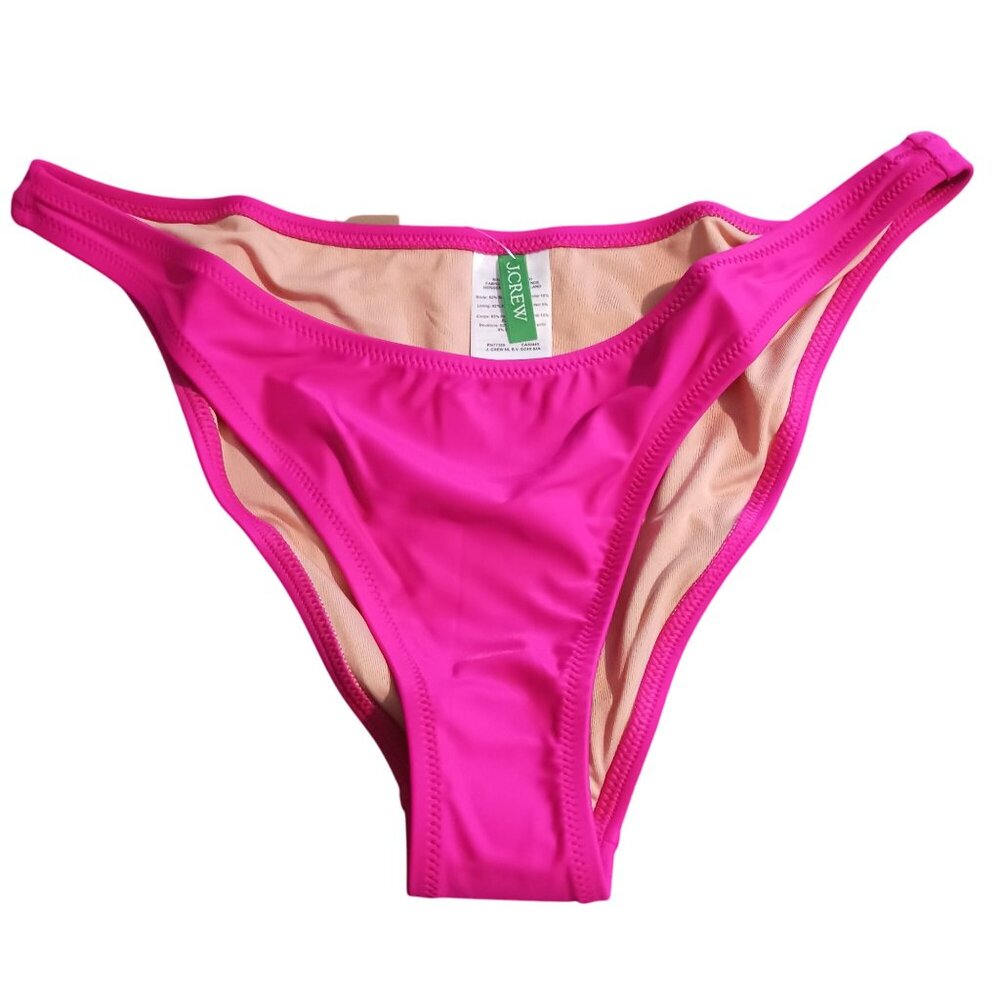 NWT J. Crew Heritage 1989 High Leg Bikini‎ Bottom Size M Radiant Fuchsia Pink